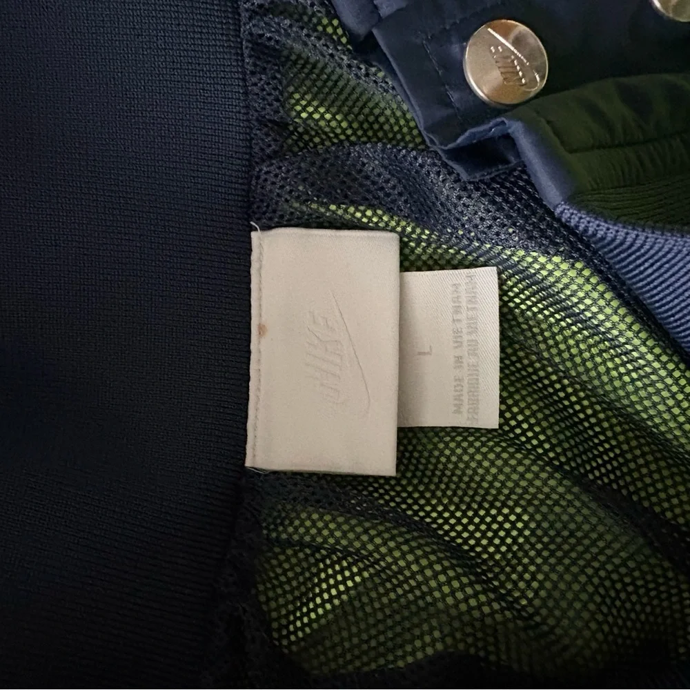 NIKE x SACAI sz L Windrunner Skirt Navy Blue Green Volt #717221 Nikelab